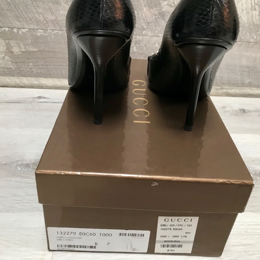 Gucci Python Open Toe Horse Bit Pump Size 7 - image 8